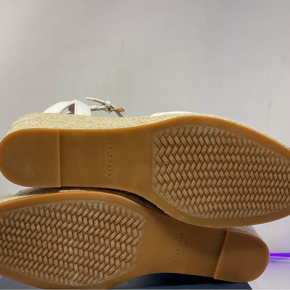 New Womens Cole Haan Cloudfeel Espadrille Wedge II White Linen Heels Size 7.5 B - Picture 10 of 12